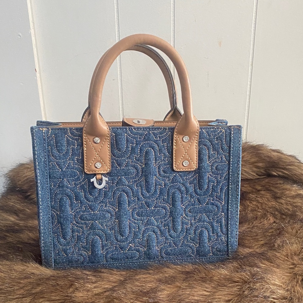 True Religion Denim and Tan Handbag